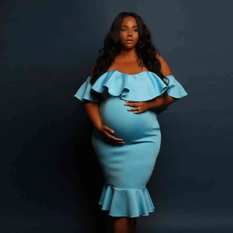 Платье для беременных Beby Shower Dres для женщин с оборками для фотосессии для беременных Vestidos синий белый розовый летний AA220309