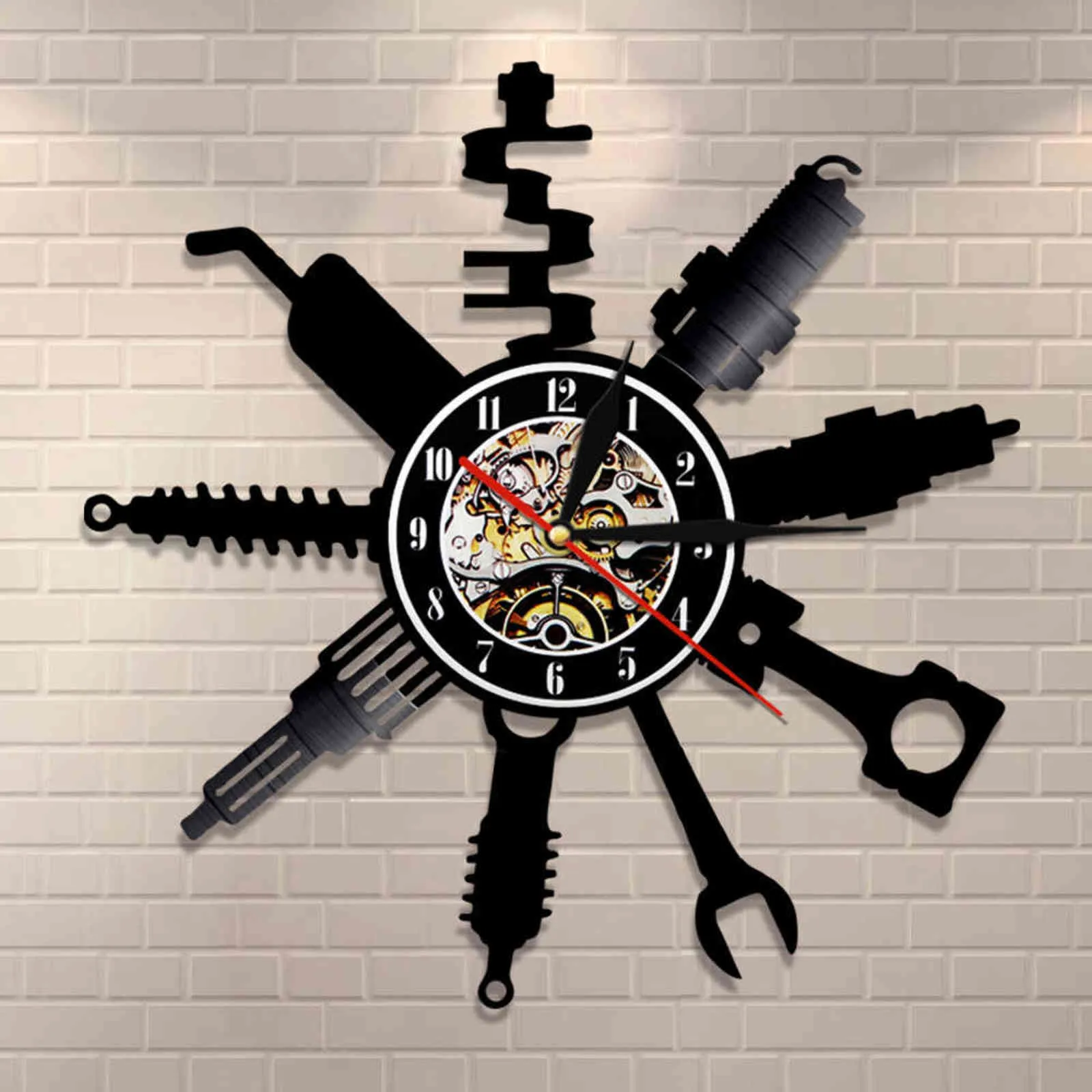 Auto Repair Shop Wall Sign Decorative Modern Wall Clock Car Mechanic Service Workshop Record Clock Garage Repairman Gift 211243T2332340