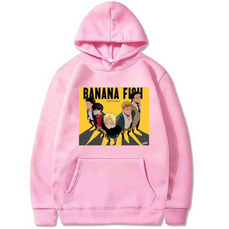 Heren Hoodies Banana Fish Harajuku Unisex Hoodie Japanse Anime Gedrukt Fun Streetwear Fashion Casual Man Sweatshirt Jas H1227