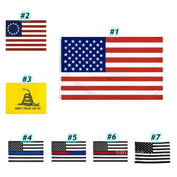 90 * 150 cm bannière serpent jaune 3 * 5 pieds drapeau de la police américaine drapeaux besty ross en polyester par mer T2I52555
