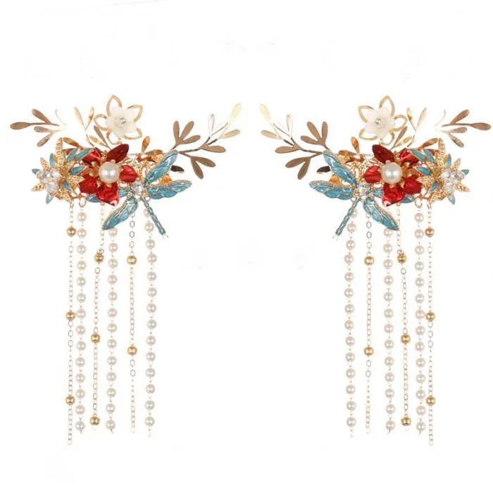 FORSEVEN chinois Long gland Clips broches poignées casque pour femmes fille mariée mariée mariage cheveux bijoux accessoires