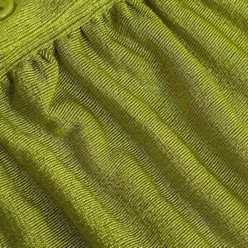 Ezgaga Femmes Robe Automne Nouveau Collier Turn-Down Simple Boutonnage Ruché Bureau Lady Robes Vert Élégant Robes Feminino 210430