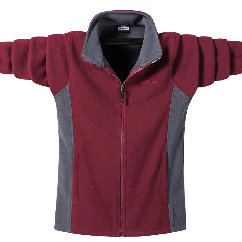 Hommes Automne Et Hiver Polaire Veste Col Montant Cardigan Sports En Plein Air Randonnée Veste Chaud Camping Lâche Élargi Veste 9XL 210819