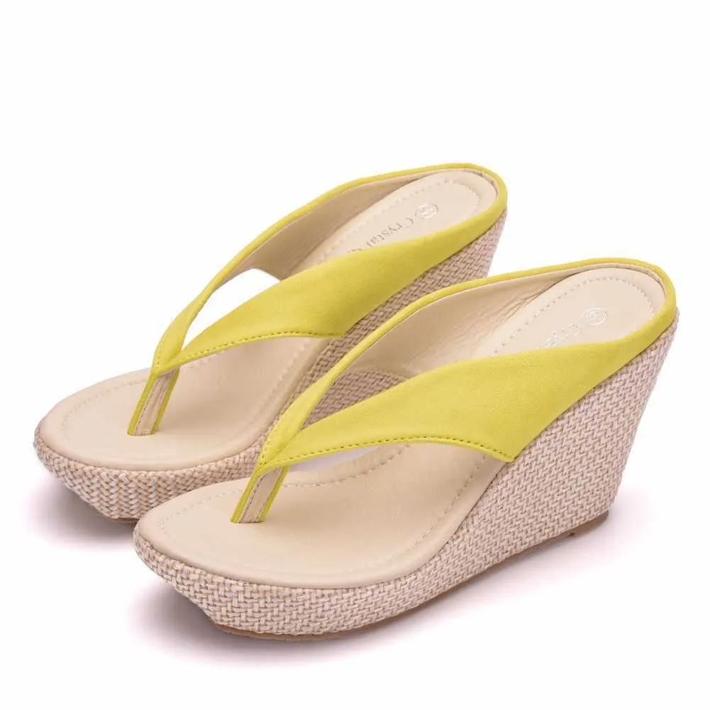 WDHKUN Bohemia Beach Sandals Wedge Platform Thongs Slippers Flip Flops Summer Shose For Women Girls Fashionable Y0721