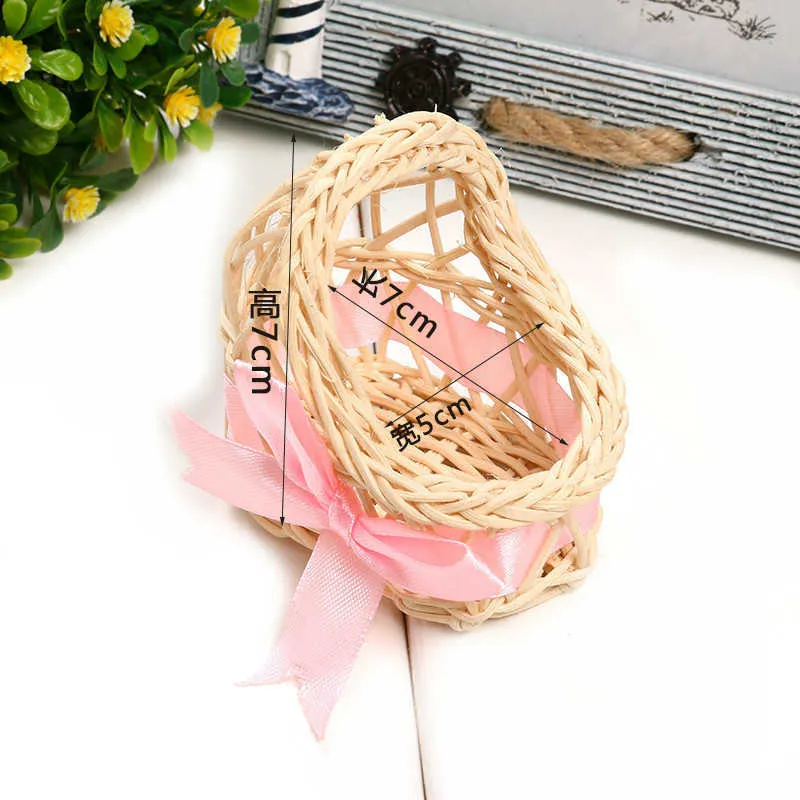 Mini Rattan Baby Cradle Candy Box Regali gli ospiti Bomboniere Scatole bambini Souvenir Gender Reveal Baby Shower 210724