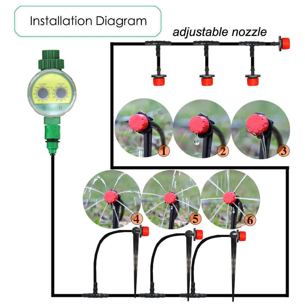 Muciakie 25M Сад автоматический Микро капельница Ирригационная система растения Самопотичные наборы с садовым таймером, регулируемыми таймером 210809