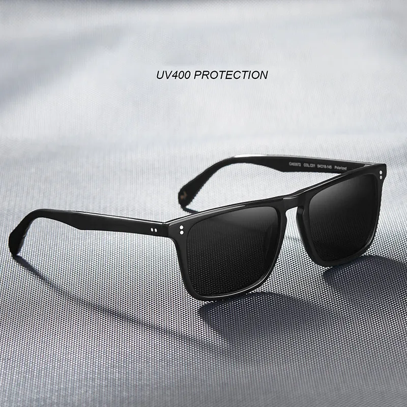 Carfia Herren-Sonnenbrille, polarisierte Gläser, Vintage-Sonnenbrille, 100 % UV-Schutz, 53572, quadratisch, 54 mm, mit Etui2754