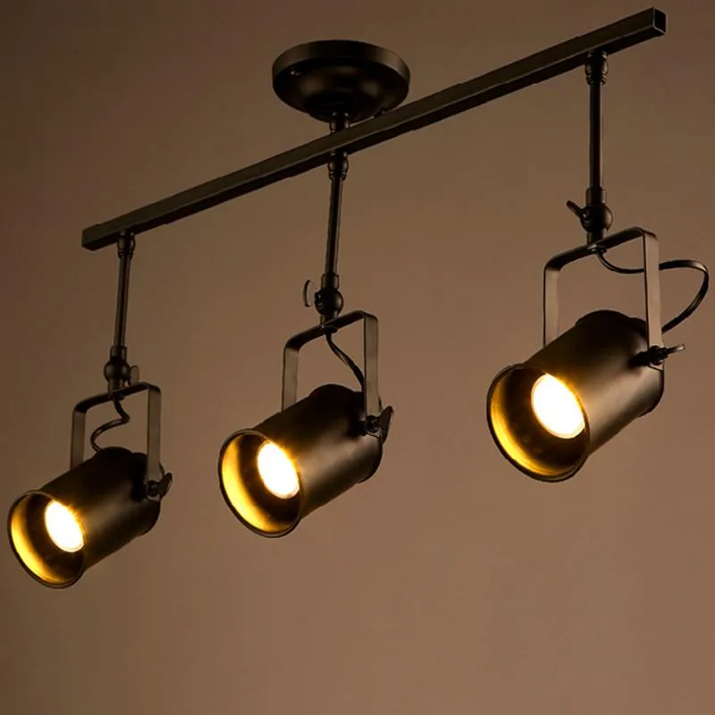 Loft vintage led luzes de pista ferro forjado lâmpadas teto roupas barra spotlight estilo industrial americano haste spot lighting306b