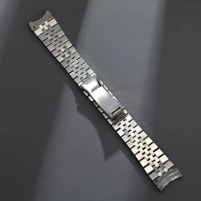 Watch Bands 12mm 13mm 17mm 20mm 21mm 316L Solid Stainless Steel Jubilee Curved End Strap Band Bracelet Fit For249Y
