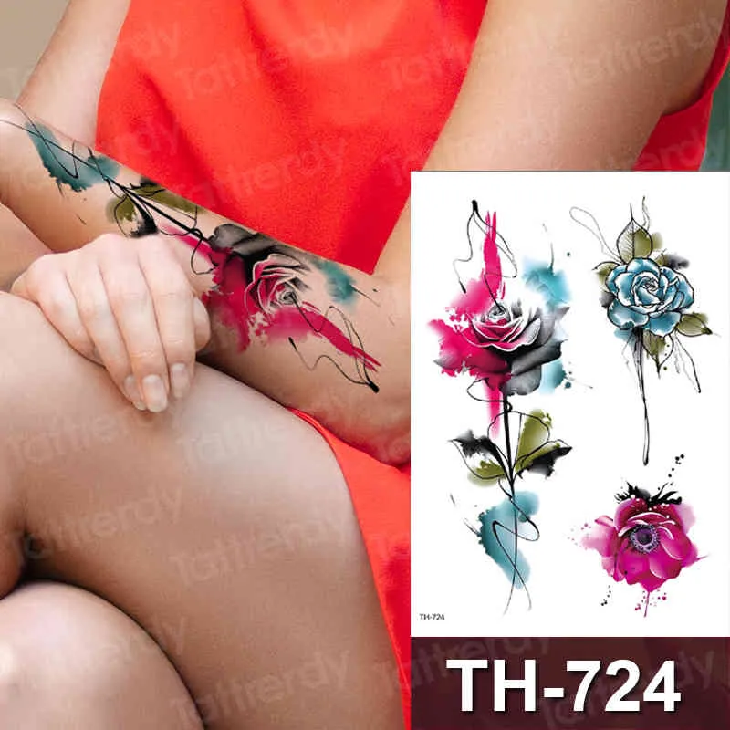Tatuaggio Temporaneo Sexy Tatuaggi Animali Fiore Di Alta Qualità Acquerello Disegni Adesivi Impermeabili Body Art Skin Decor