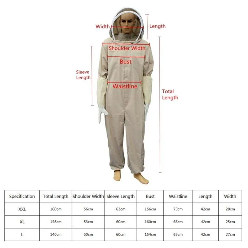 Protective Clothing For Beekeeping Professional Ventilated Full Body Bee Keeping Suit With Leather Gloves Coffee Color Frugal Shad245H