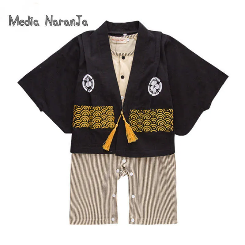 Kinder japanischer Kimono-Stil Baby Mädchen Jungen 5 Arten Kleinkind Kleinkind Baumwolle Overall Kleidung Kostüm 210816