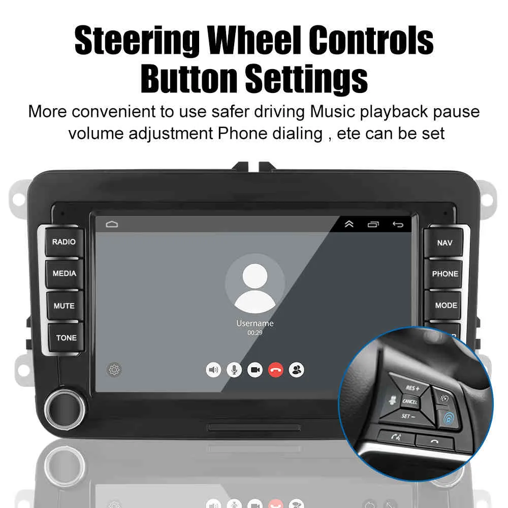 Autoradio Android 10.1 Lettore multimediale 1G + 16G 7 pollici VW/Volkswagen Seat Skoda Golf Passat 2 Din Bluetooth WiFi GPS