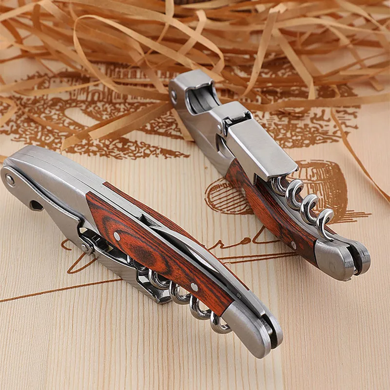 Luxo Wood Handle Profissional Vinho Opener Multifunções Parafuso Portátil Corkscrew Garrafas de Garrafas de Vinho abridor Cook Ferramentas