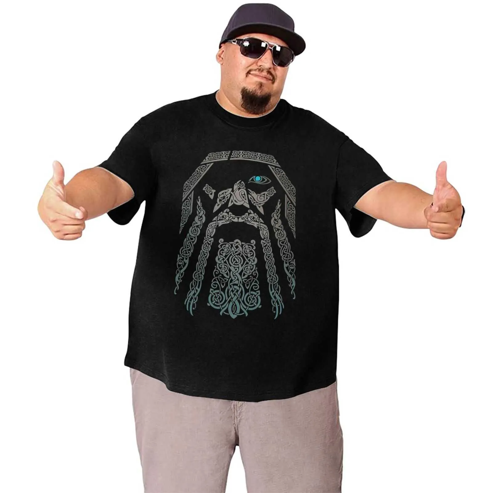 Kanpa 100% algodão viking gráfico camiseta para grande homem alto t-shirt de grandes dimensões Plus Size Top Tee Solta Vestuário Grande 210629