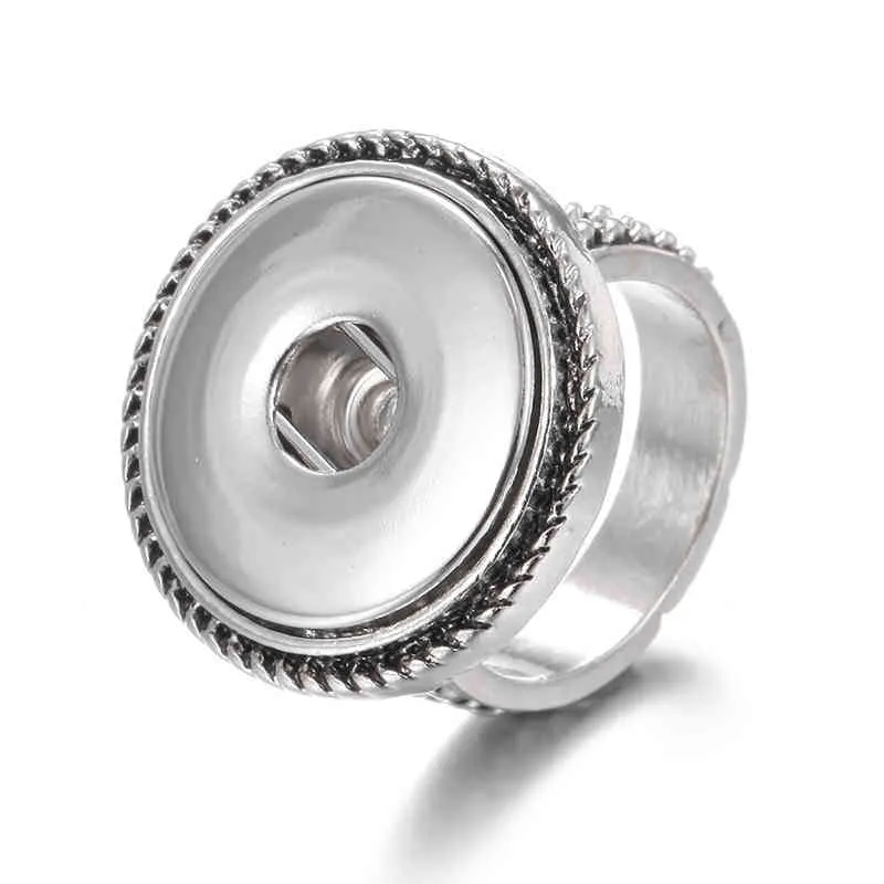 Nowy 18mm Snap Biżuteria Rings Vintage Metal Crystal Button Pierścień Fit S Przyciski DIY S
