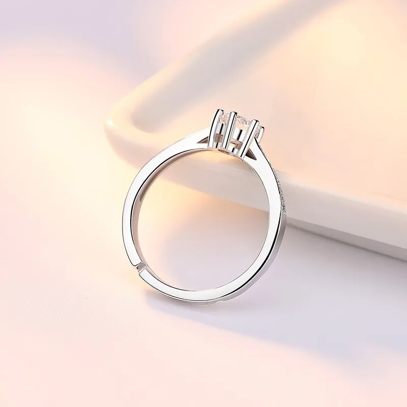 Diamond Solitaire Ring Open verstelbare verloving Weddingringen voor vrouwen Fashion Jewelry Will en Sandy