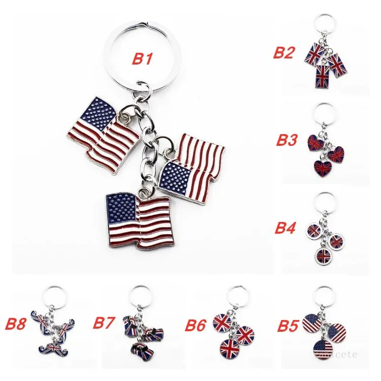 Nyckelring brittisk stil skägg hänge gåva gynnar bilen brittiska flaggan utrikesfrågor gåvor amerikanska flaggor nyckelkedja t2i52316