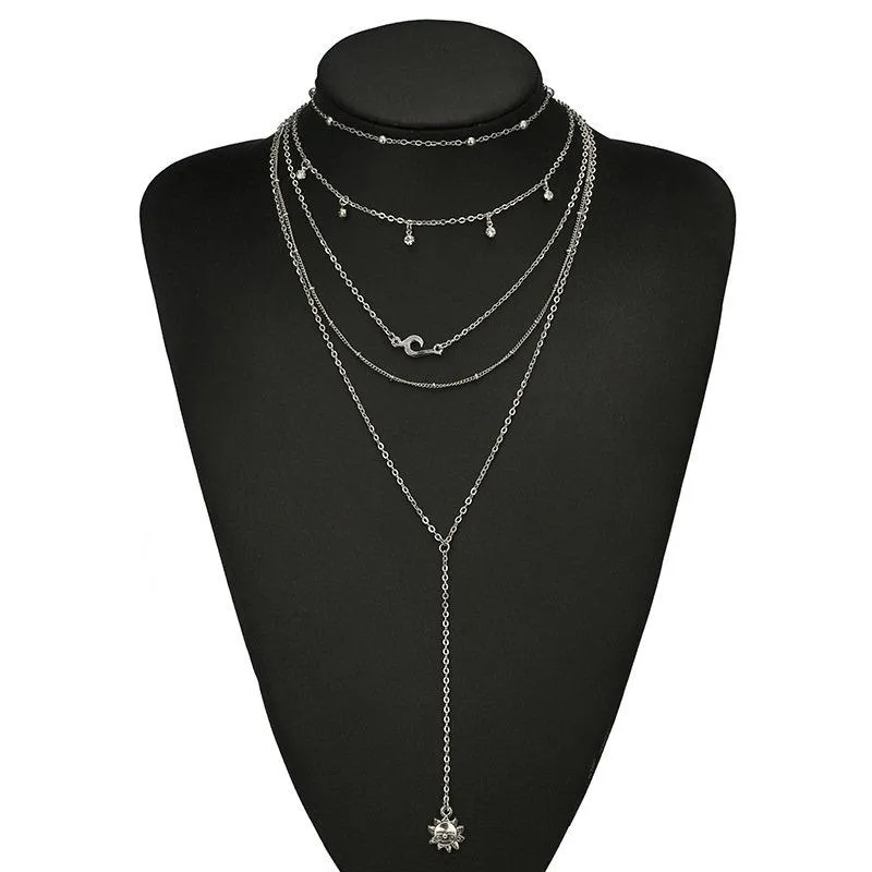 Sautoirs Winterxue arrivée multicouche colliers ras du cou pour les femmes Boho mode argent couleur déclaration collier Collares bijoux286r