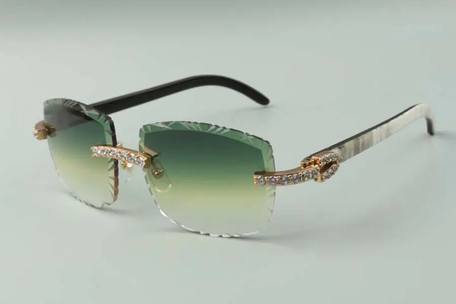 2021 Designers únicos óculos de sol 3524023 XL Diamond Cuts Lens Natural Hybrid Ox Horns Os óculos Tamanho 58-18-140mm306h