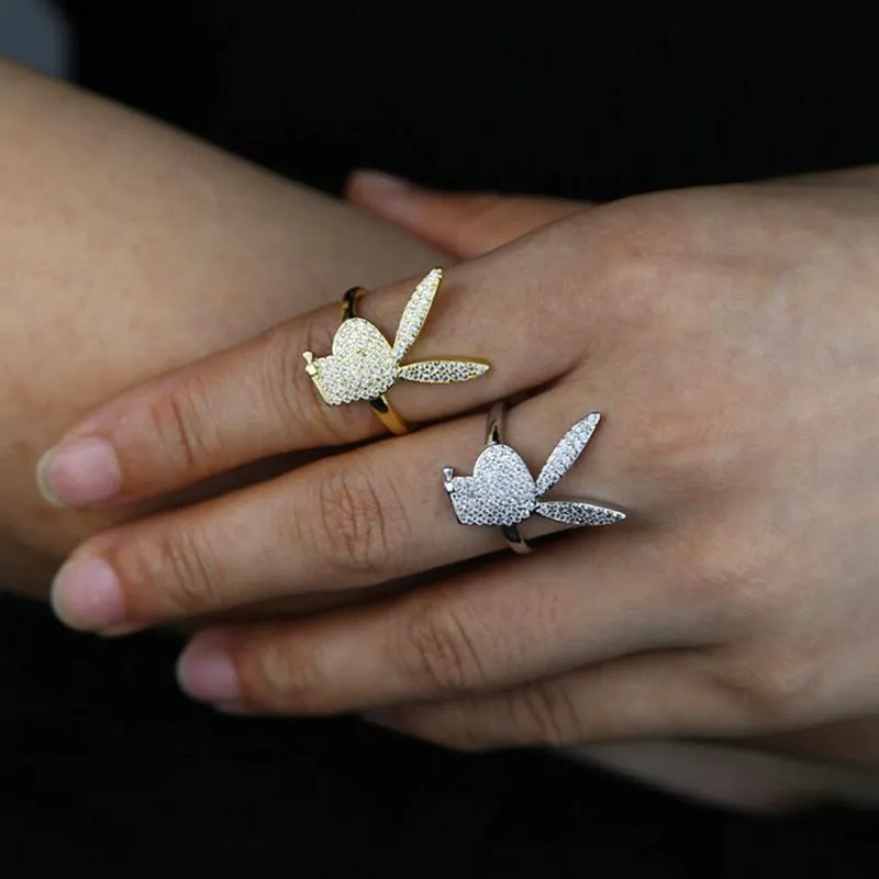 Кольца в виде кластера Ins, кольцо в стиле хип-хоп, винтажное животное с фианитом, открытый палец, регулируемый для женщин и девочек, модные украшения Gift198x