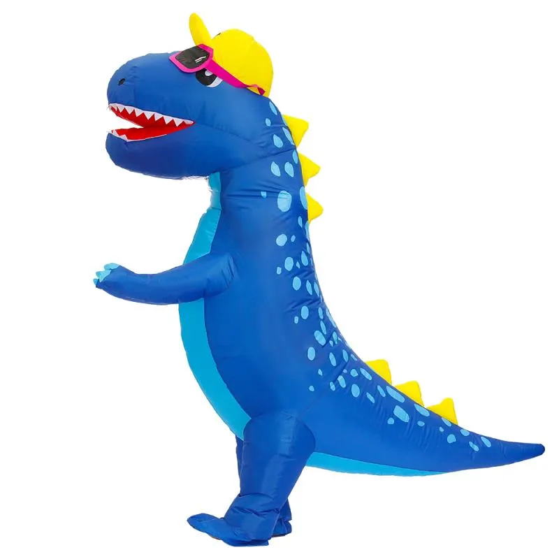 Costume da bambola mascotte Costume da dinosauro blu fantasia uomini adulti Costumi gonfiabili di Dino di Halloween Abbigliamento da spettacolo feste di carnevale