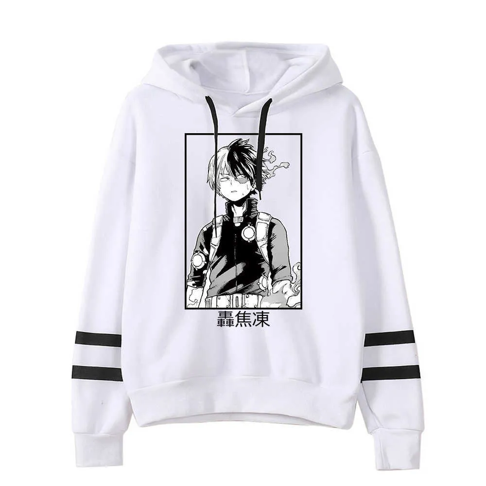 Anime Boku No Hero Academia Shoto Todoroki Bluzy Mężczyźni Kobiety Wiązane Bluza z kapturem Pullover Topy H0910