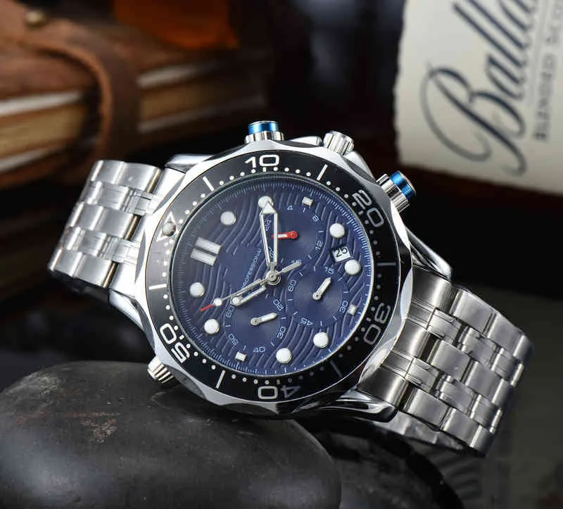 New Fashion Casual Omg Model Luxury Stainless Steel High Quality Sport 43mm Dial Man Quartz Watch Woman Wristwatch Relogio250z