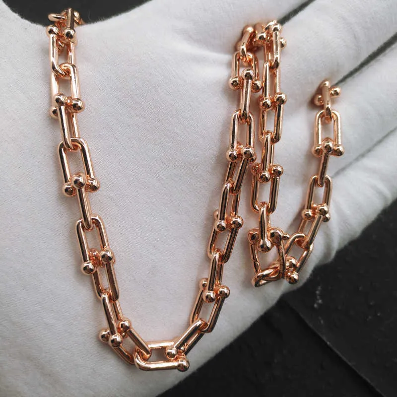 925 Sterling Silver Necklace for Women Hardwear Series Chain Link Halsband Charm Small U Type Halsband Lyxmärke smycken Q0603280O