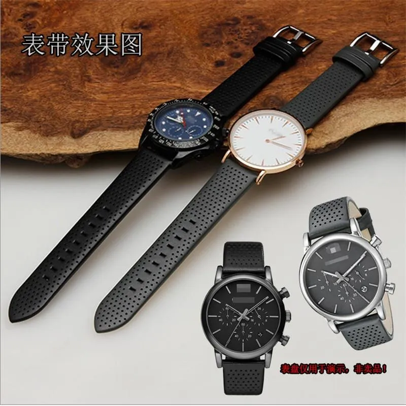 Horlogebanden Duurzaam Lederen Horlogeband 20mm Zwarte Ademende Band Voor AR1735 AR1736 AR1737 Koolstofvezels MANNENVROUWEN Stock288x
