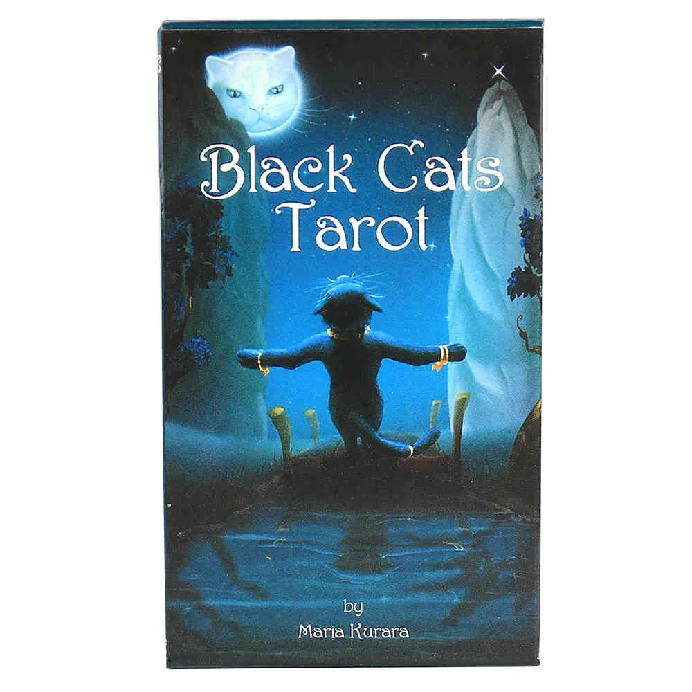 Black Cats Tarot Cards Prisma версия Tarotcard игра 78 с руководством Джинги по английскому, испанскому, французскому, итальянскому, Salemjc3