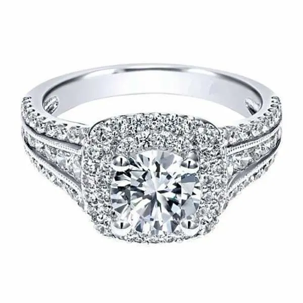 14K biały złoty pierścionek z diamentem dla kobiet kwadrat Anillos Bizuteria Wedding Bague Diamant Kamień biały diament pierścionka biżuterii dziewczęta Y063530750