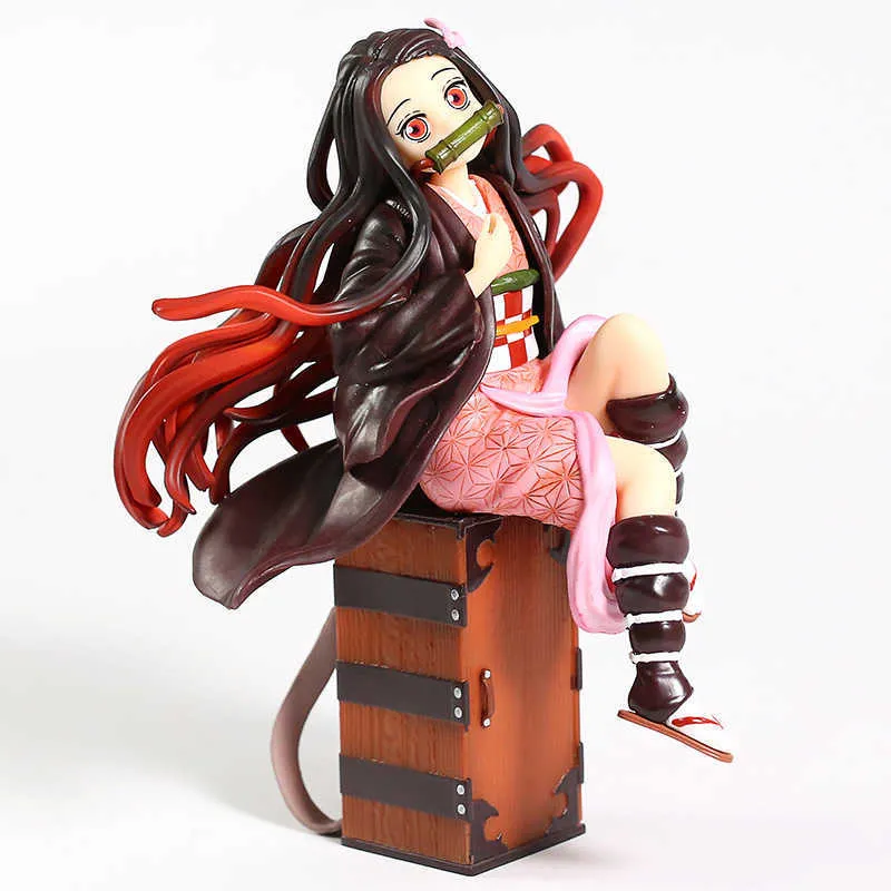 Demon Slayer Kimetsu No Yaiba Japão Anime Figuras Kamado Nezuko PVC Ação Figura 17cm Sexy Girl Figure Modelo Brinquedos Boneca Presente Q0722