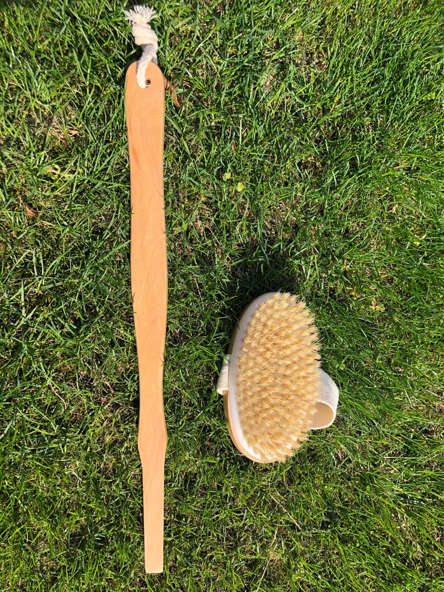 Brosses de douche amovibles à long manche en bois avec poils doux et rigides Tête de gommage exfoliante pour la peau pour un brossage humide ou sec Nettoyage facile du corps