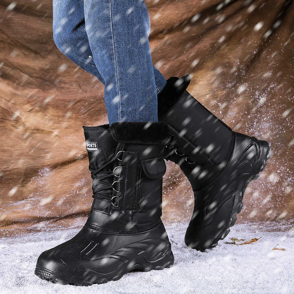 Męskie buty zimowe Ciepłe wodoodporne trampki na świeżym powietrzu zajęcia połowy śnieg pracy męskie obuwie buty 210916