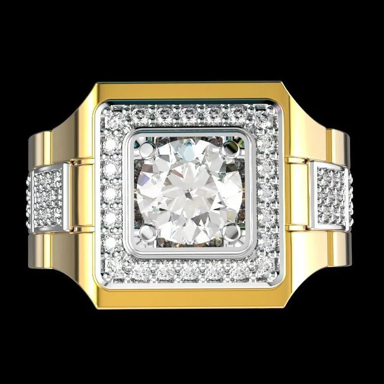 14 K золото белое кольцо для мужчин Fsheion Bijoux Femme Jewellery Nturl Gemstones Bgue Homme 2 CRTS Dimond Ring Mles292R3982608