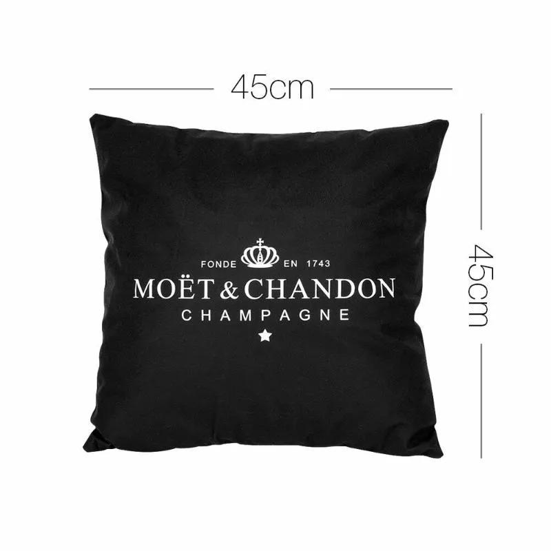 وسادة Case Moet Chandon Champagne Pillowcase Cushion تغطي 45x45cm أريكة زخرفة رسالة هدية طباعة غطاء الكتان لـ El Car1928