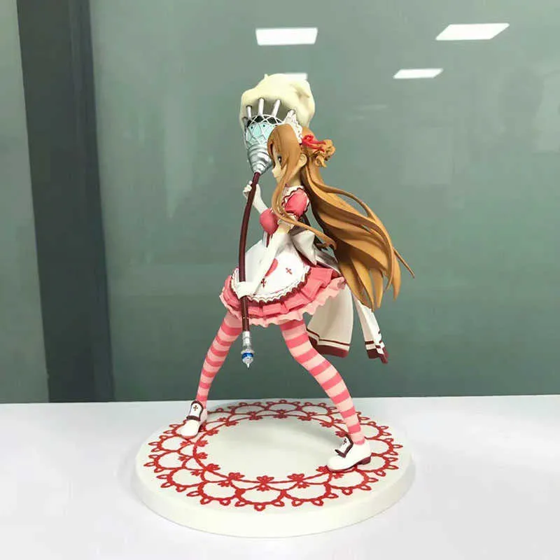Anime Sword Art Art Online Maid Version Yuuki Asuna 18 Scale PVC Action Action Collection Model Toys Doll Doll Q07226794928