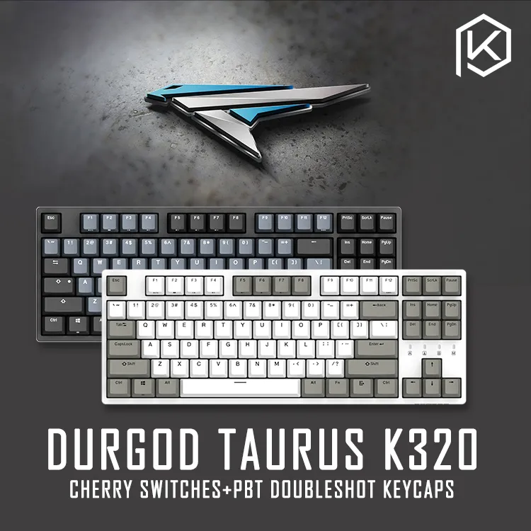 Durgod 87 Taurus K320 Mekanisk tangentbord med Cherry MX Switches PBT Doubles Keycaps Brown Blue Black Red Silver Switch