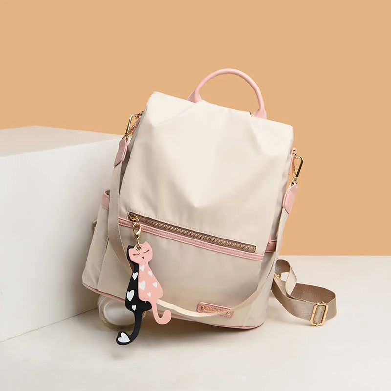 Nova versão coreana da mochila elegante Minimalista Casual Casual Capacidade de Oxford Pano Backpack Y0804