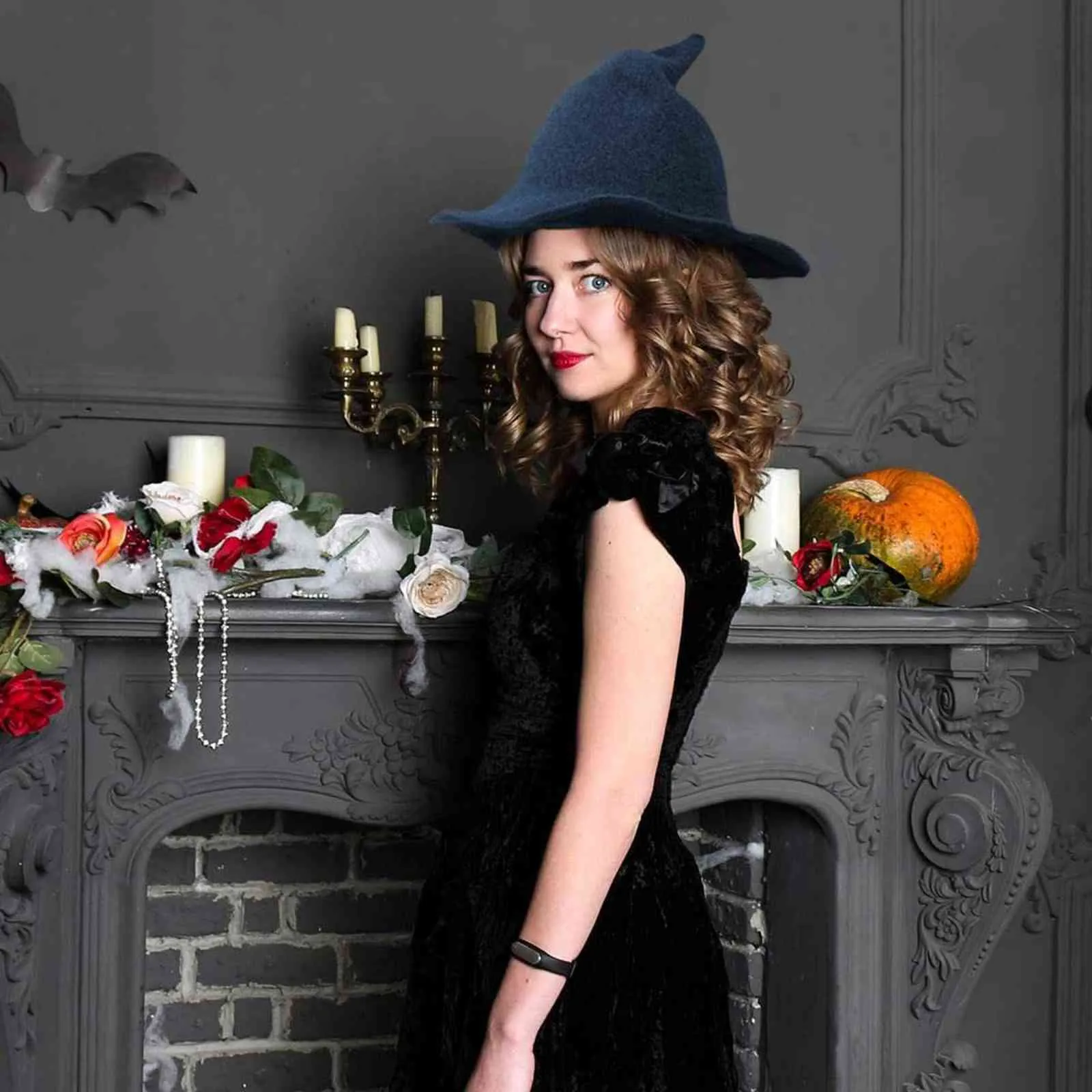 New Women's Witch Kinitted-Wool Hats for Halloween Party Masquerade Cosplay Costume Accessory and Daily Y21111