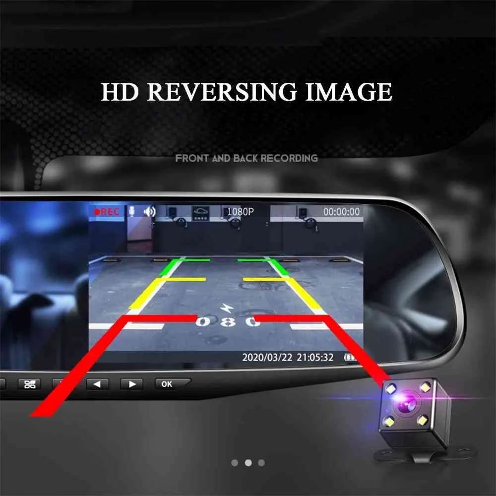 4,3-дюймовый видеорегистратор видеорегистратор TART FULL HD 1080P зеркало автомобильный видеорегистратор камеры петли для записи движения движения