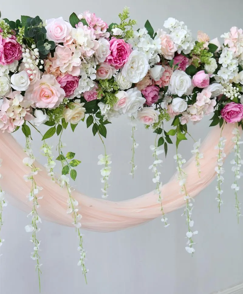 Decorative Flowers & Wreaths Custom Pink Wedding Floral Arrangement Arch Artificial Corner Flower Vine Window Shopping Mall Party 270H