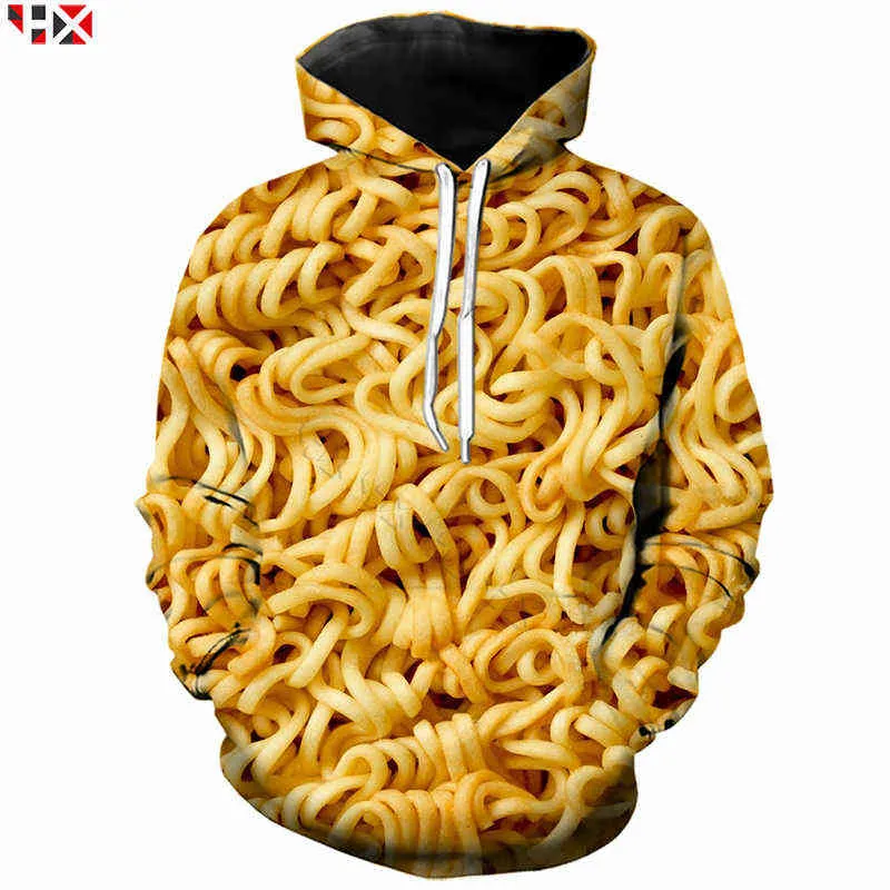 Food Instant Noodles Men Women 3D Print Hand-Pulled Noodle Sweatshirt Casual Hoodies Streetwear Harajuku Pullovers X501 220114