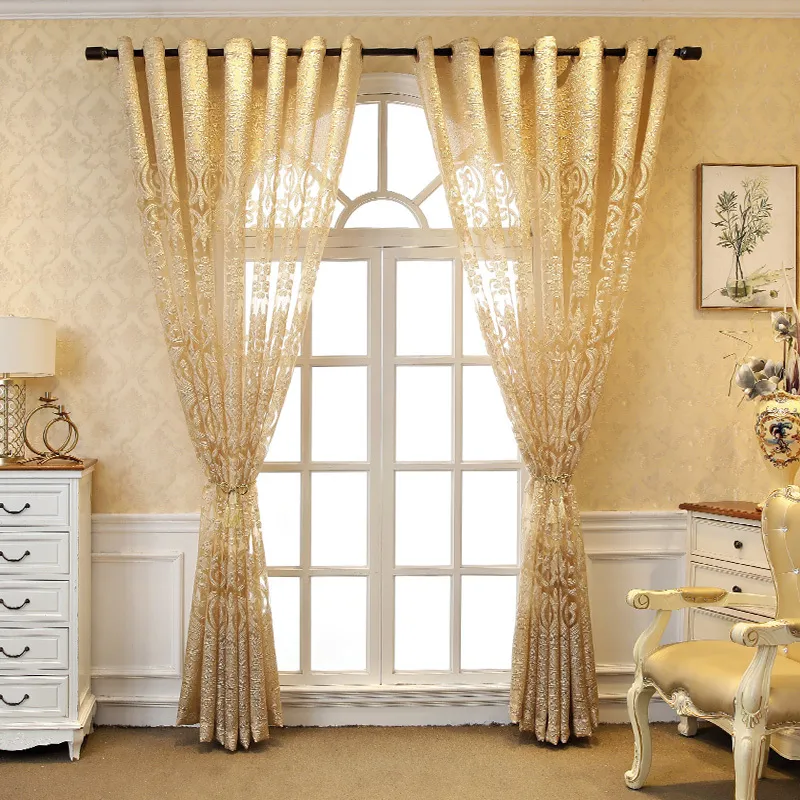 Ren gardiner europeisk lyx broderad ihålig gardin för vardagsrum elgent tyg för sovrum franska fönster full topp drapera 6660780