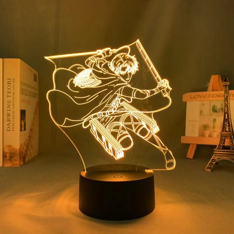 Night Lights Anime Attack on Titan LED Light Lamp voor slaapkamerdecoratie Kids Geschenktafel 3D AOT213W