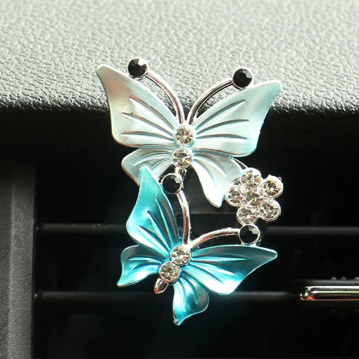 diamant papillon voiture parfum désodorisant deux papillons voiture climatiseur sortie Clip Auto accessoires intérieur ornement