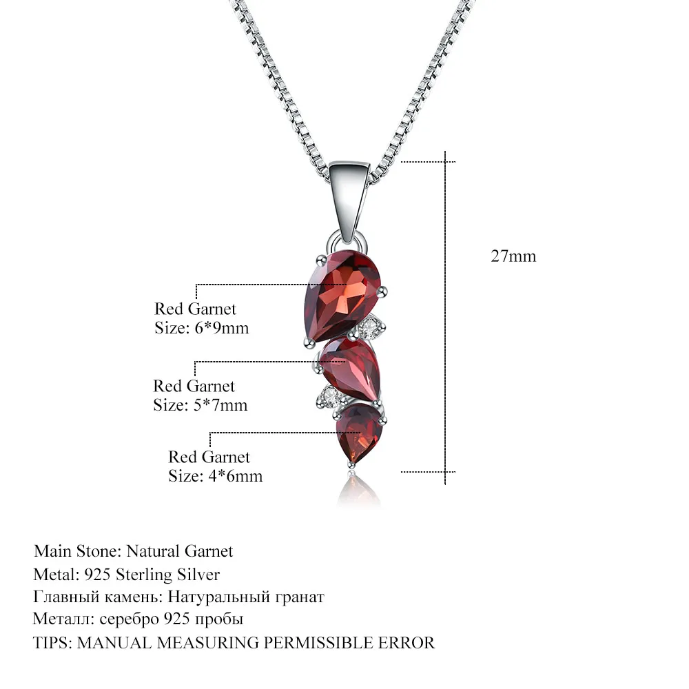 GEM'S BALLET 925 Sterling Silver Birthstone 2 94Ct Natural Garnet Gemstone Pendant Necklace Wedding Fine Jewelry for Women Pa246F