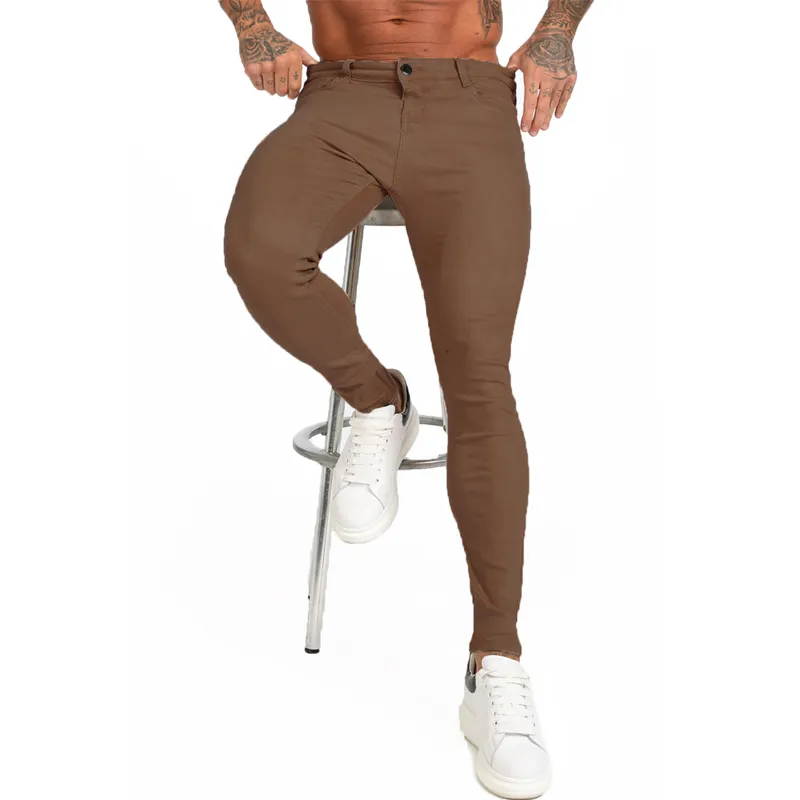 Gingtto varumärke homme slim passform super skinny jeans för män hip hop ankel tight skära nära kroppen stor storlek stretch zm178