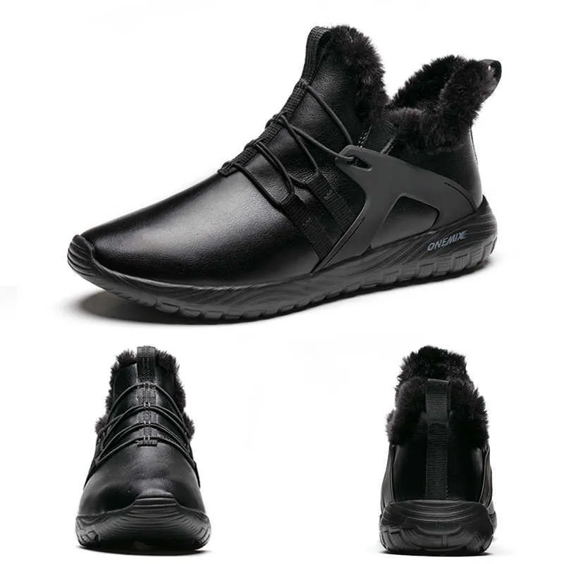 Anti-saison Dégagement Hommes Bottes Casual Winter Sneakers Cuir Vintage Confortable Peluche Neige Cheville Chaussures de marche 210831